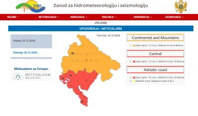 I sjutra jaki udari vjetra:&nbsp;Na snazi crveni i narandžasti meteo alarm