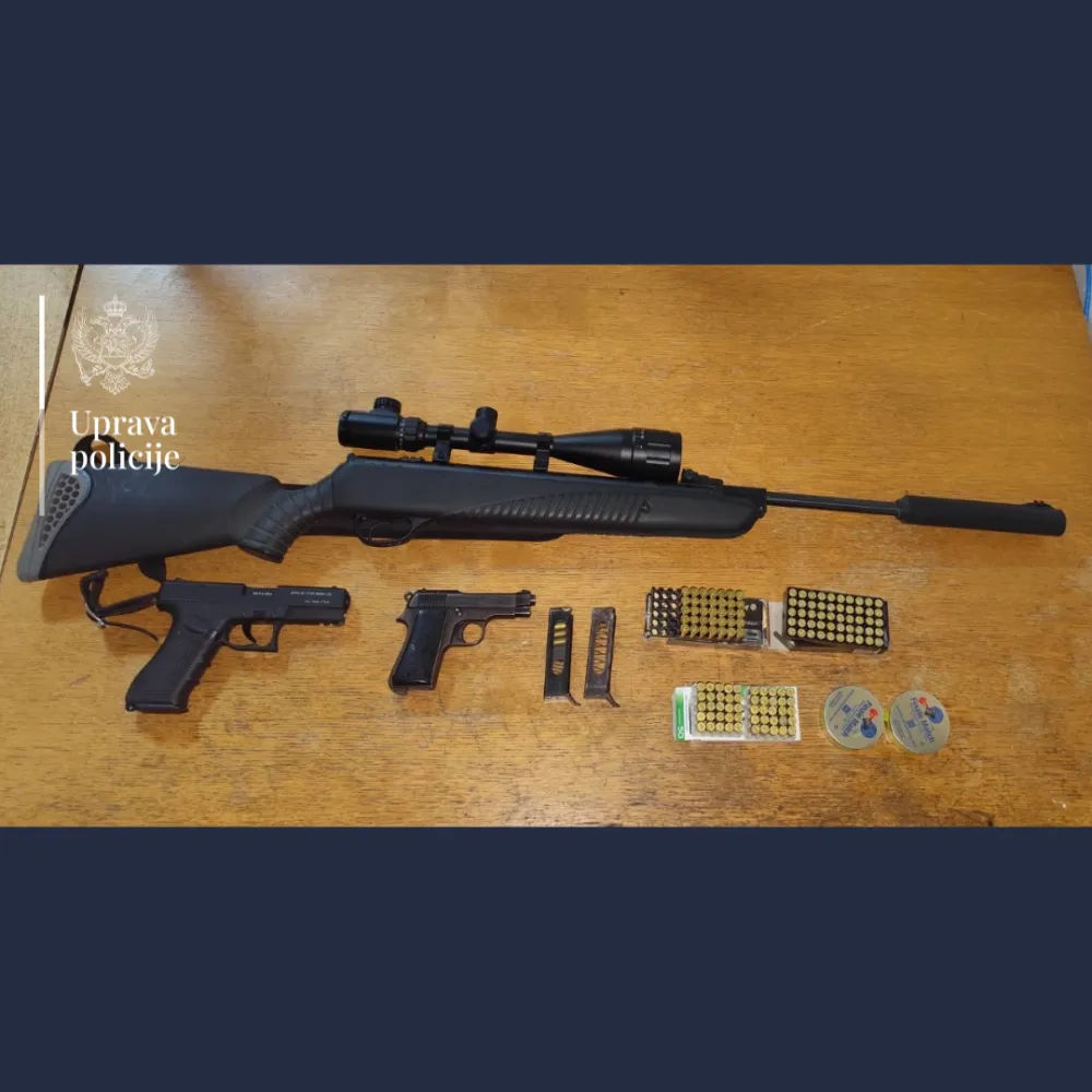 U Ulcinju pretresom pronađen pi&scaron;tolj, vazdu&scaron;na pu&scaron;ka, municija; krivična prijava protiv jedne osobe