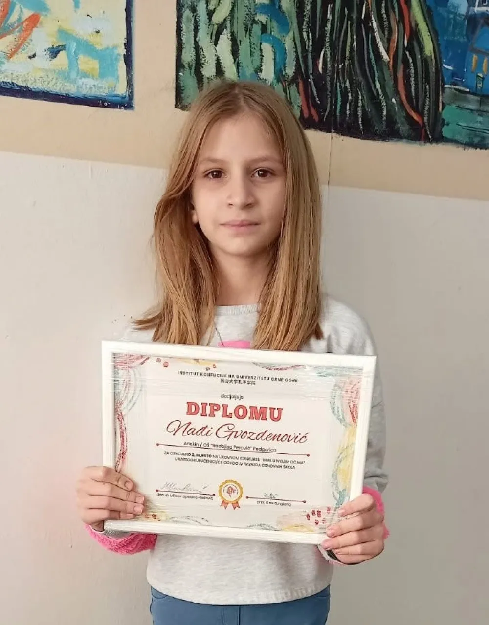 Učenica O&Scaron; "Radoјica Perović" nagrađena na konkursu slikanja i crtanja: Kina u Nađinim očima