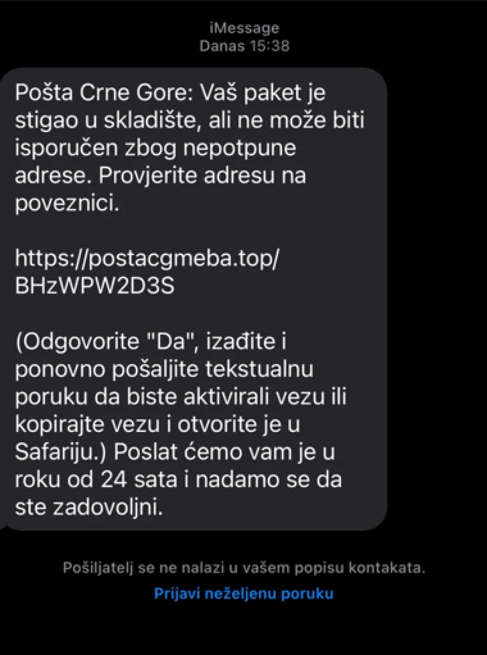 Građanima ponovo stiže sms sumnjivog sadržaja