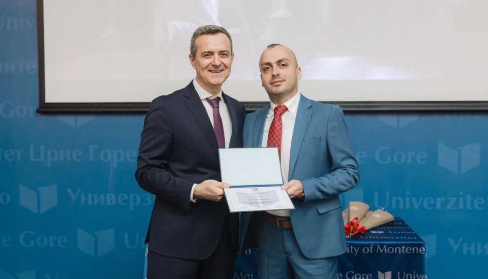 Du&scaron;ku Vujačiću priznanje za doprinos naučnoistraživačkom radu i međunarodnom pozicioniranju Univerziteta Crne Gore