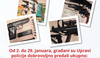 Građani policiji predali 74 komada oružja, 2109 komada municije, bombe i eskploziv