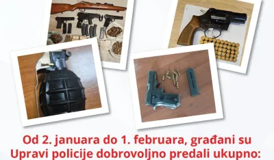 Građani juče policiji predali 55 komada oružja, municiju, bombe...