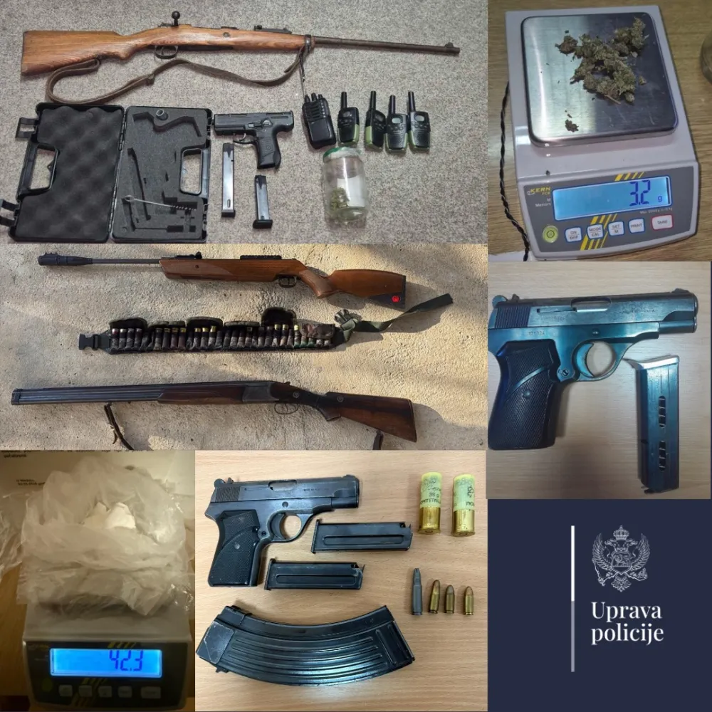 Pretresi &scaron;irom Crne Gore: Oduzeto oružje, municija, kokain, novac, uhap&scaron;ene dvije osobe