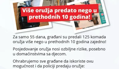 UP: Za manje od dva mjeseca građani vratili vi&scaron;e oružja nego u prethodnih deset godina