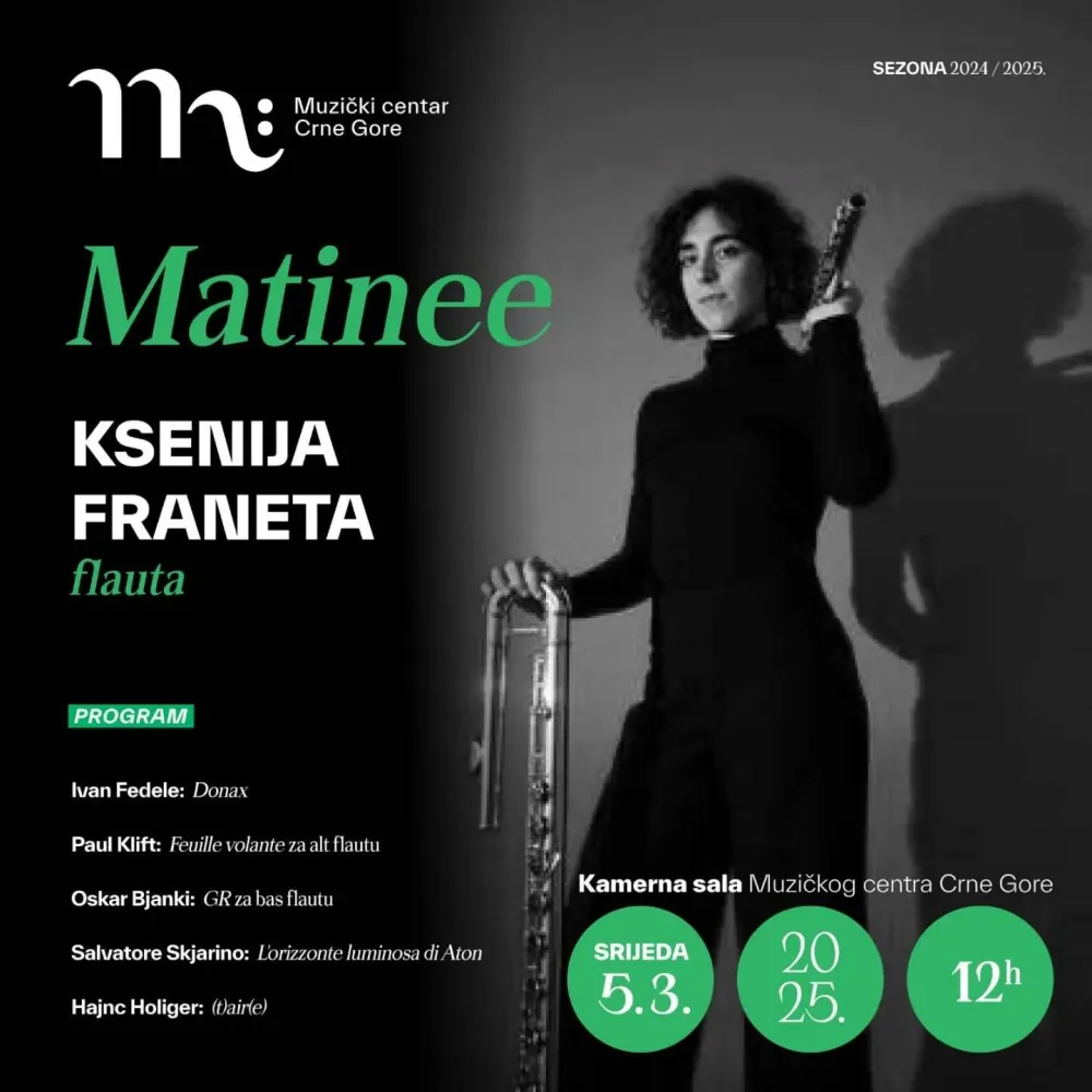 Flautistkinja Ksenija Franeta nastupa u MCCG