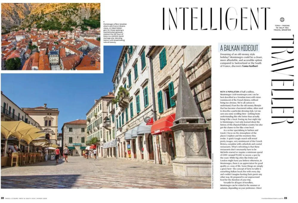 Crna Gora u prestižnom magazinu "Travel+Leisure India and South Asia": Destinacija koja spaja istoriju, prirodu i luksuz