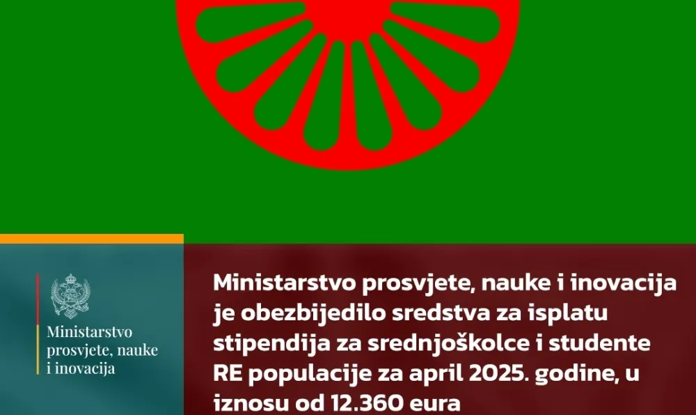 Ministarstvo obezbijedilo 12.360 eura za stipendije srednjo&scaron;kolcima i studentima RE populacije