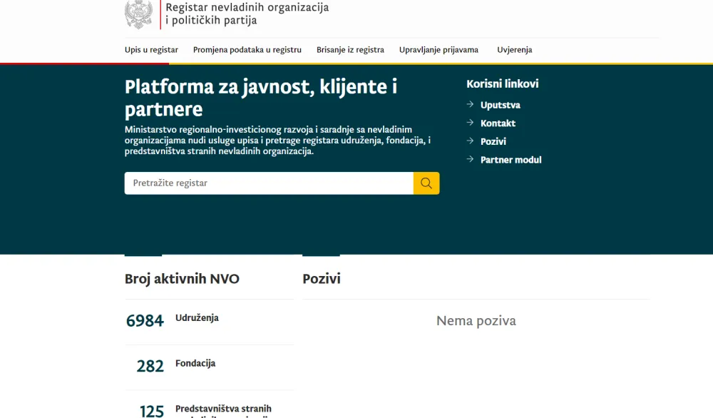 registar NVO