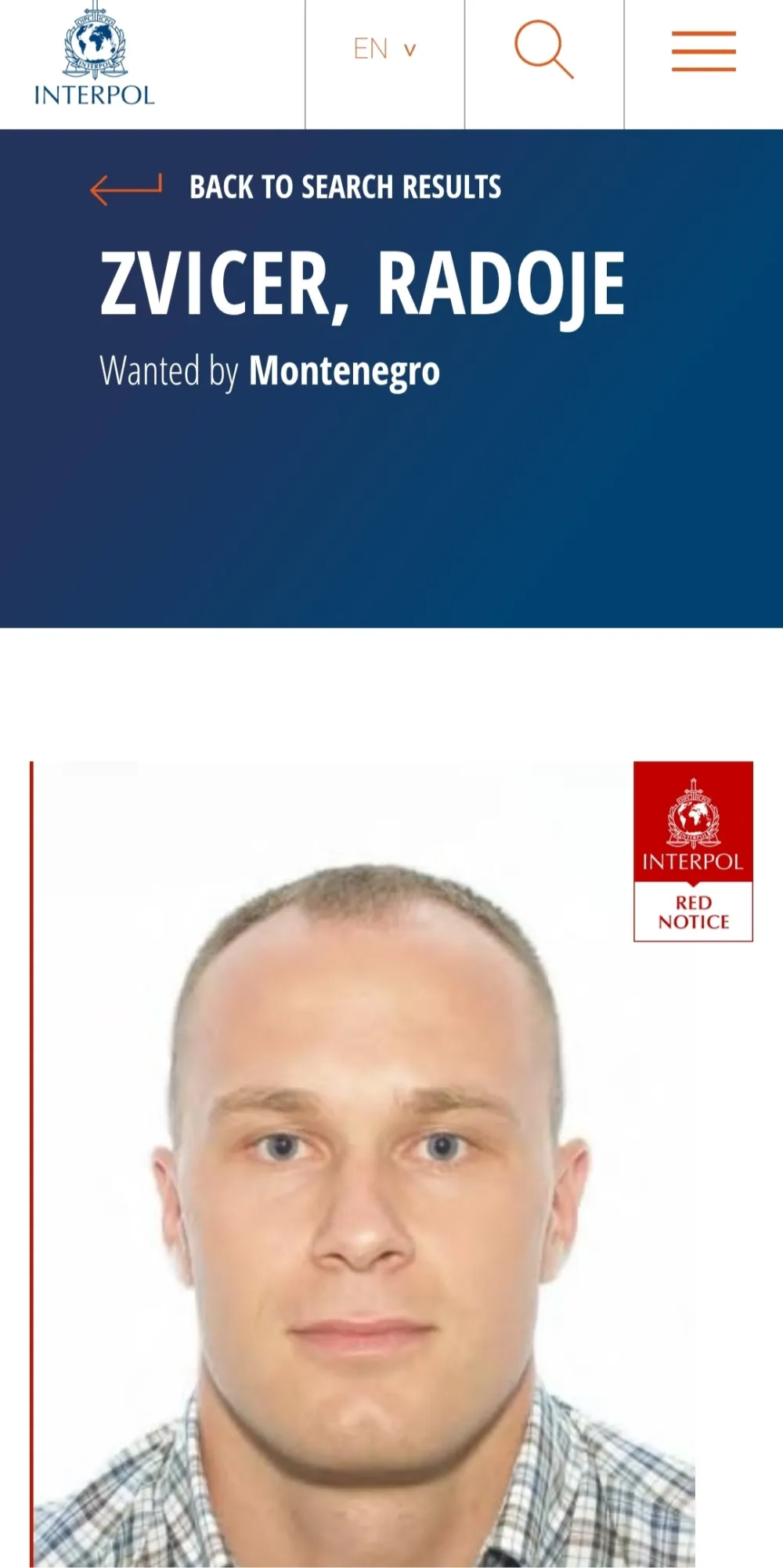 NCB Interpol Podgorica: Od danas vidljiva međunarodna potjernica za Radojem Zvicerom