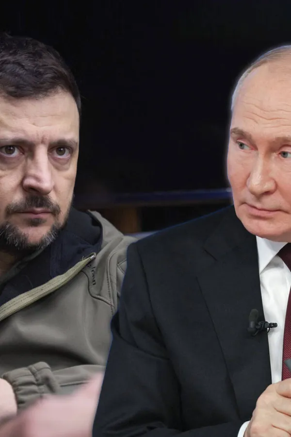 Fotomontaža: Vladimir Putin i Volodimir Zelenski