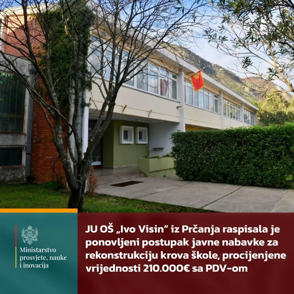 Ponovljen tender za rekonstrukciju krova &scaron;kole u Prčanju