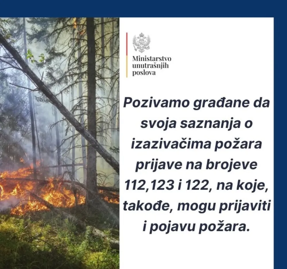 MUP: Direktorat za za&scaron;titu i spa&scaron;avanje radi na smanjivanju rizika od požara