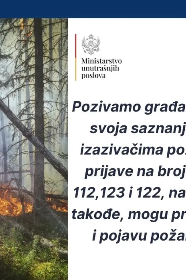 MUP: Direktorat za za&scaron;titu i spa&scaron;avanje radi na smanjivanju rizika od požara