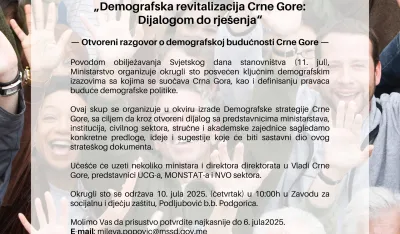 Sjutra okrugli sto povodom Svjetskog dana stanovni&scaron;tva