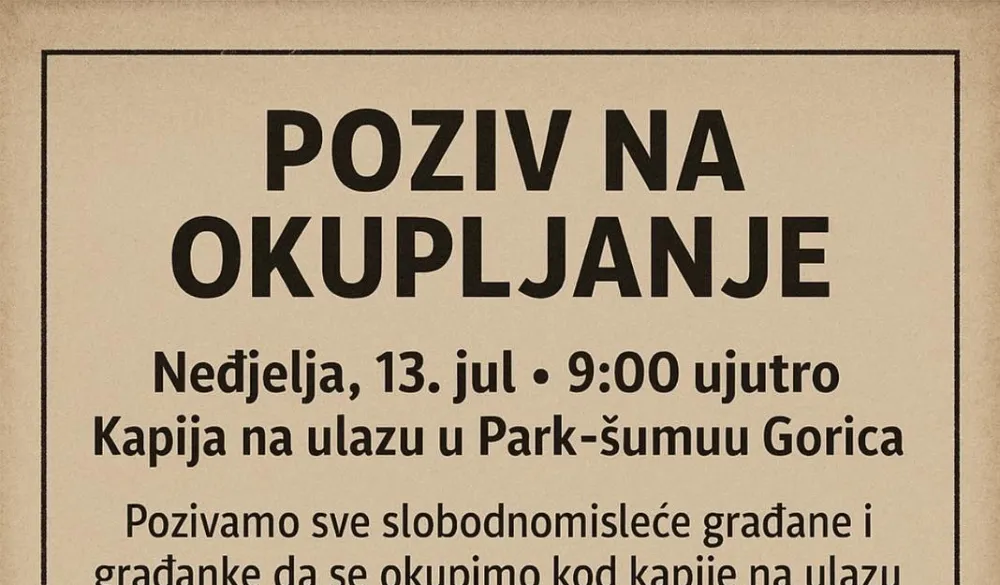 Grupa građana pozvala na okupljanje u nedjelju