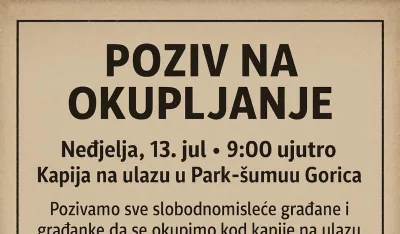 Grupa građana pozvala na okupljanje u nedjelju