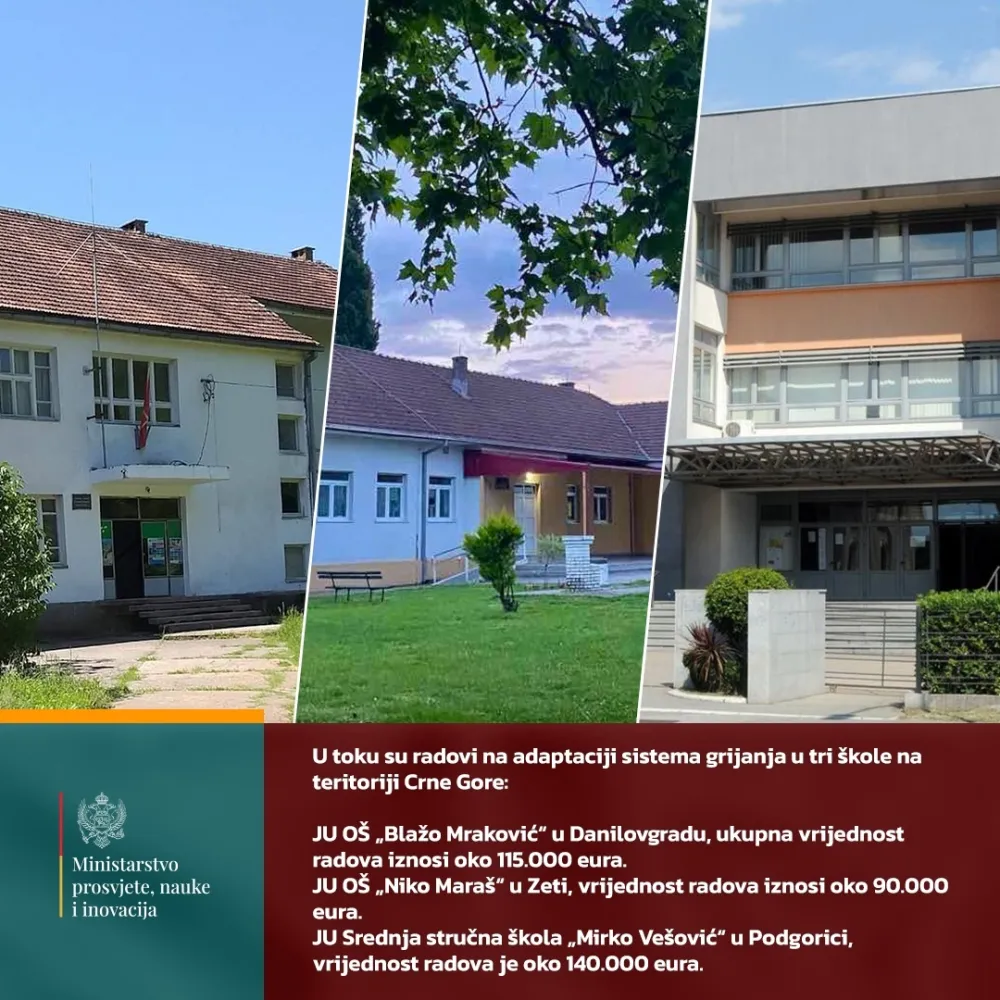 MPNI: Tender za adaptaciju sistema grijanja u tri &scaron;kole