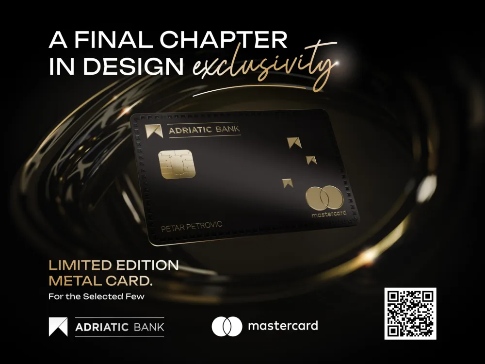 Adriatic Bank predstavlja metalno izdanje Mastercard World Elite platne kartice