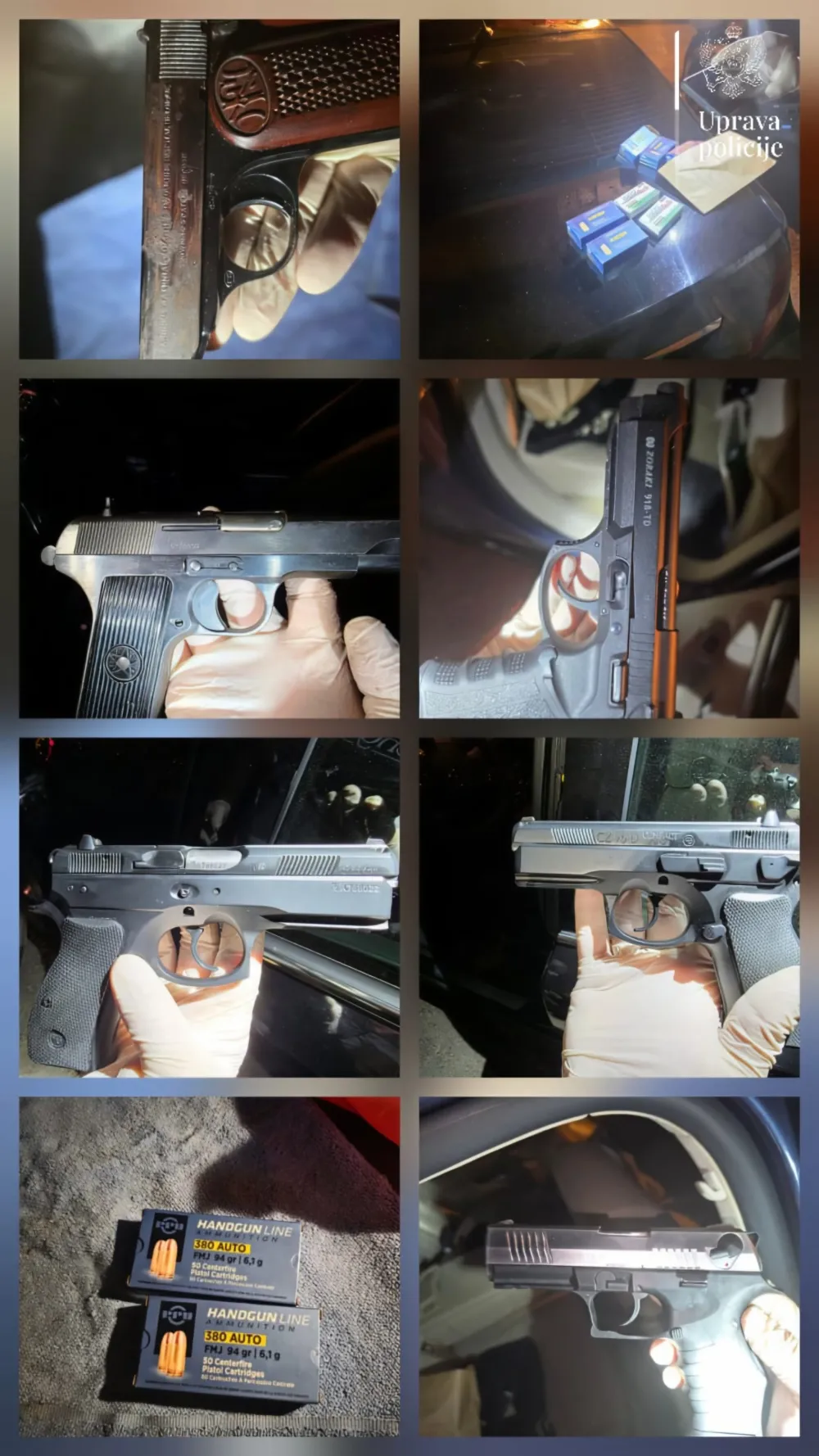 Policija u Baru od četiri lica oduzela &scaron;est pi&scaron;tolja i preko 470 komada municije