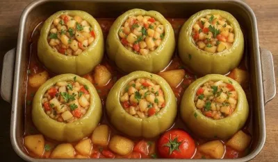 Punjene paprike s krompirom i paradajzom