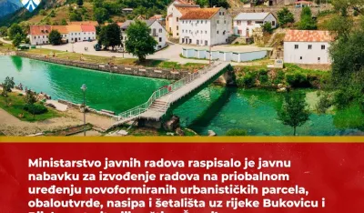 MJR raspisalo tender&nbsp;za izvođenje radova na uređenju &scaron;etali&scaron;ta uz rijeke&nbsp;Bukovicu i Bijelu