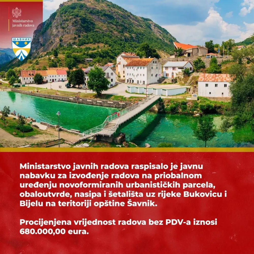 MJR raspisalo tender&nbsp;za izvođenje radova na uređenju &scaron;etali&scaron;ta uz rijeke&nbsp;Bukovicu i Bijelu