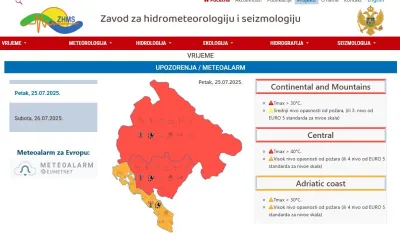 Crveni meteo alarm - 25.7.2025.