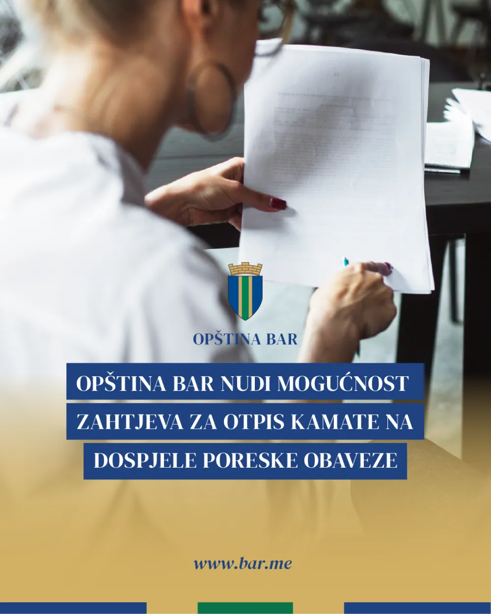 Op&scaron;tina Bar nudi mogućnost podno&scaron;enja zahtjeva za otpis kamate na dospjele poreske obaveze