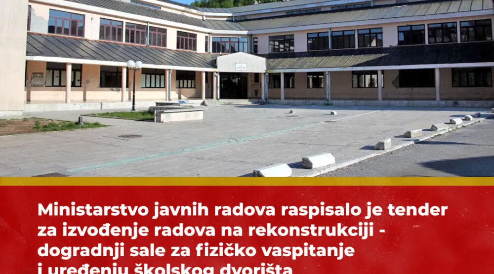 Raspisana javna nabavka za dogradnju sale za fizičko vaspitanje i uređenju &scaron;kolskog dvori&scaron;ta JU O&Scaron; &bdquo;Lovćenski partizanski odred&ldquo;