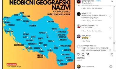 Neobični nazivi na mapi EX YU