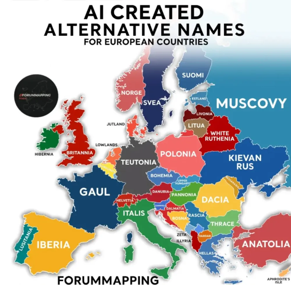 AI generisala novu kartu Evrope: Crna Gora dobila ime Zeta