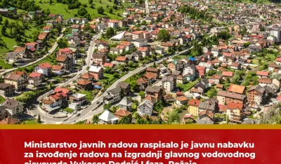 MJR raspisalo tender za izgradnju glavnog vodovodnog cjevovoda u Rožajama