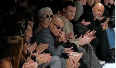 Stanley Tucci (centre, left), and Meryl Streep (centre,right), attend the Dolce & Gabbana Spring/Summer 2026 collection presented in Milan,