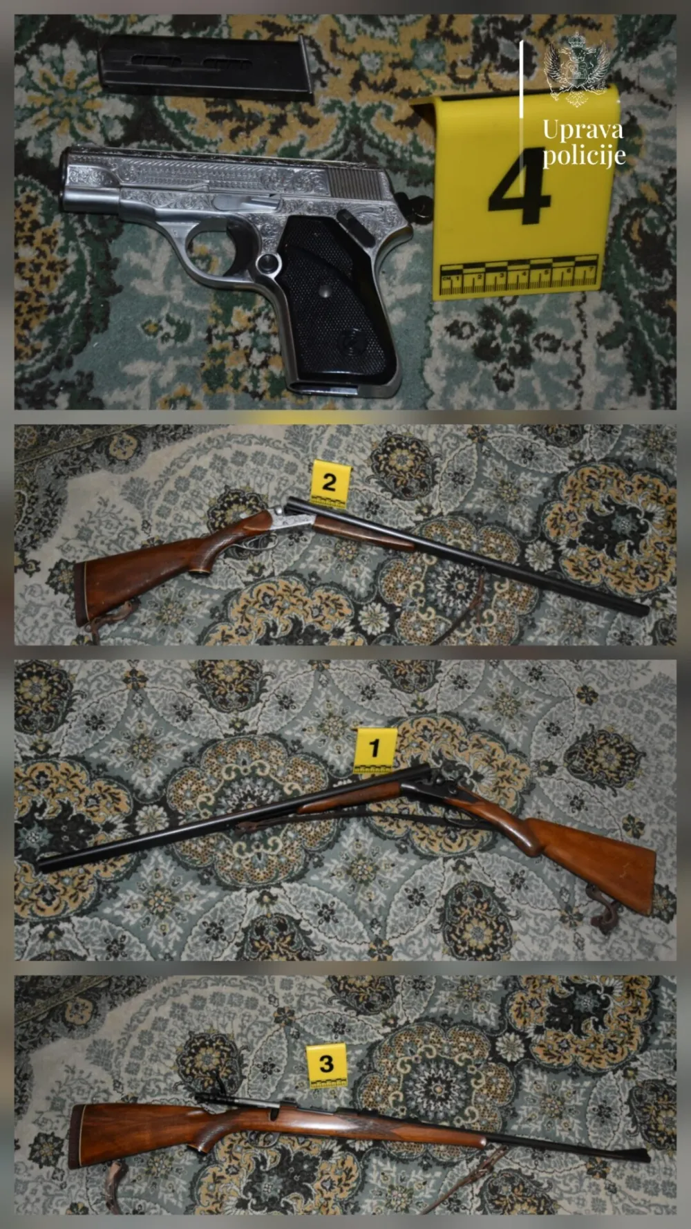 Od Budvanina oduzete tri pu&scaron;ke, pi&scaron;tolj, skoro 400 komada municije i barut
