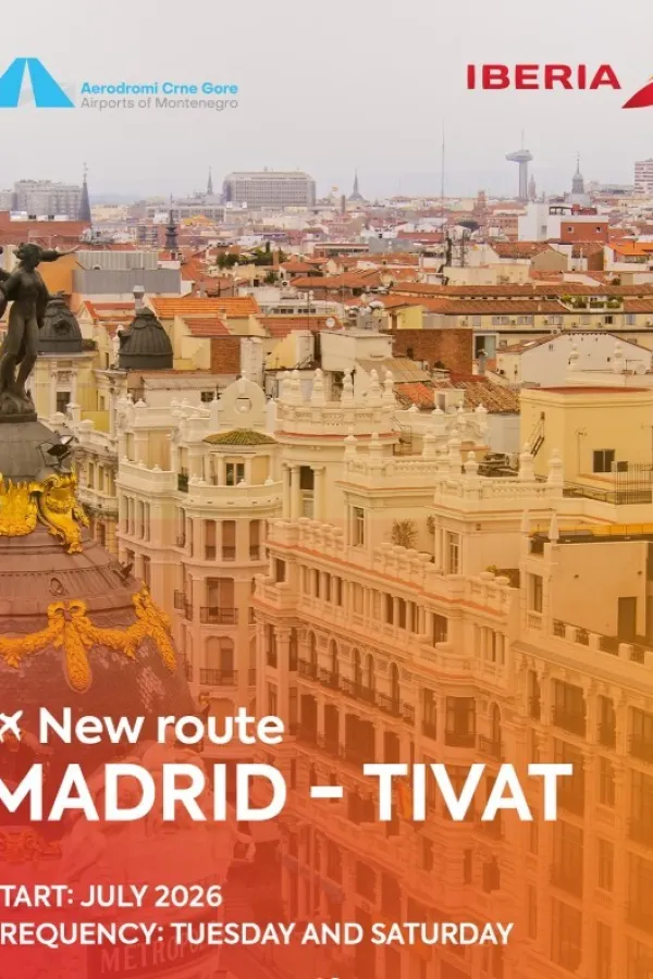 Linija Madrid - Tivat od jula 2026