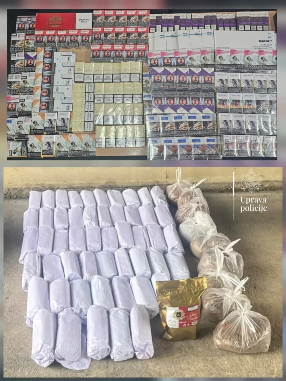 U akciji Uprave policije i Uprave carina zaplijenjene cigarete i duvan; procesuirana dva lica
