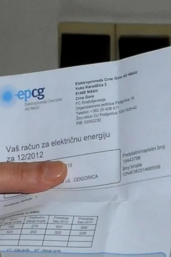 Prosječan oktobarski račun za struju 32.21 eura
