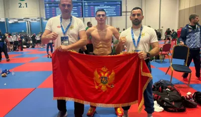 Ćađenović sa selektorom Radonjićem i trenerom Đeljo&scaron;evićem