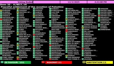 Ambasada Palestine: UN usvojile rezoluciju o "Mirnom rje&scaron;enju palestinskog pitanja"