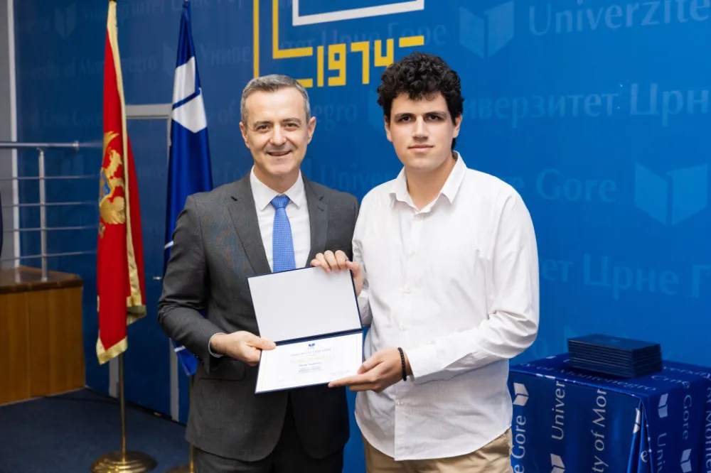 Pavle Bojović najbolji student Ma&scaron;inskog fakulteta: Prosjek 10 mu donio nagradu UCG
