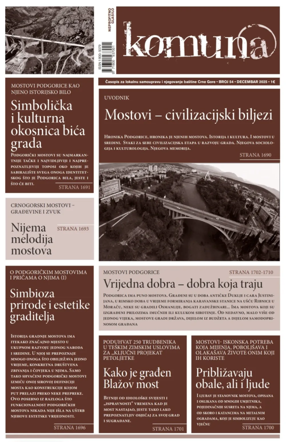 Novi broj časopisa Komuna posvećen mostovima u Podgorici