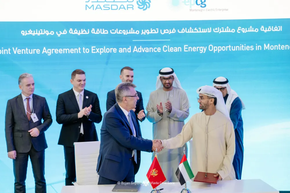 Masdar i EPCG razmatraju osnivanje zajedničkog preduzeća za razvoj obnovljivih izvora energije u Crnoj Gori