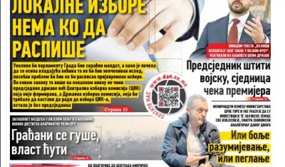 Naslovna strana "Dana" za 15. januar 2026