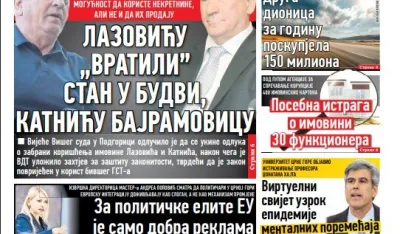 Naslovna strana "Dana" za 16. januar 2026.