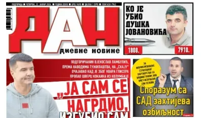 Naslovna strana "Dana" za 22. januar 2026
