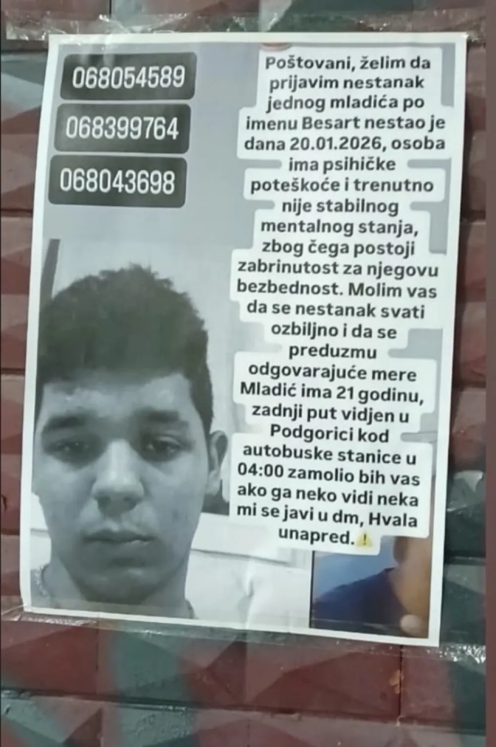 Pronađen mladić iz Tivta za kojim se tragalo
