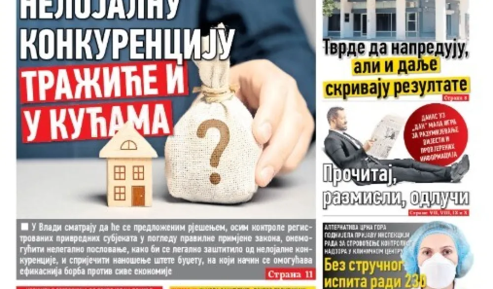 Naslovna strana "Dana" za 24. januar 2026