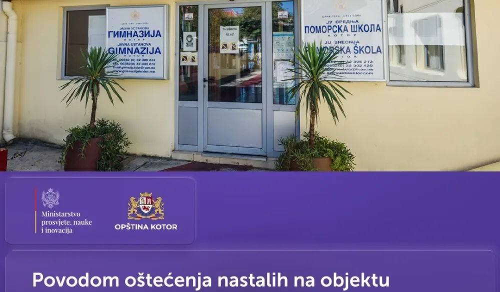 MPNI:&nbsp;Op&scaron;tine Kotor će sanirati objekte&nbsp;Pomorske &scaron;kole i Gimnazije