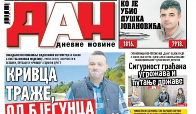 Naslovna strana "Dana" za 30. januar 2026